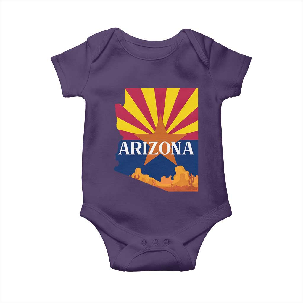 Arizona State Flag Map Graphic Baby Onesie Southwest Sunburst Cactus State Pride Souvenir
