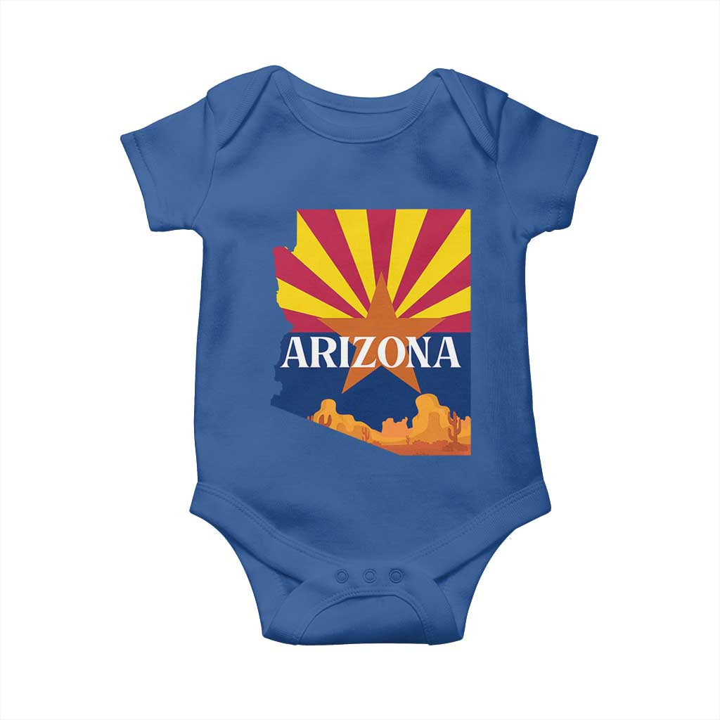 Arizona State Flag Map Graphic Baby Onesie Southwest Sunburst Cactus State Pride Souvenir