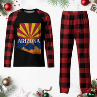 Arizona State Flag Map Graphic Plaid Pajama Set Southwest Sunburst Cactus State Pride Souvenir