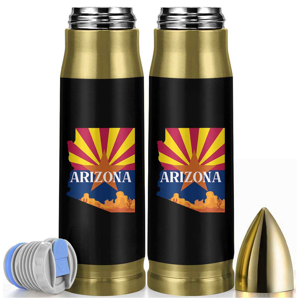 Arizona State Flag Map Graphic Bullet Tumbler Southwest Sunburst Cactus State Pride Souvenir