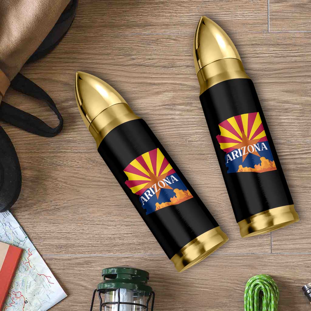 Arizona State Flag Map Graphic Bullet Tumbler Southwest Sunburst Cactus State Pride Souvenir