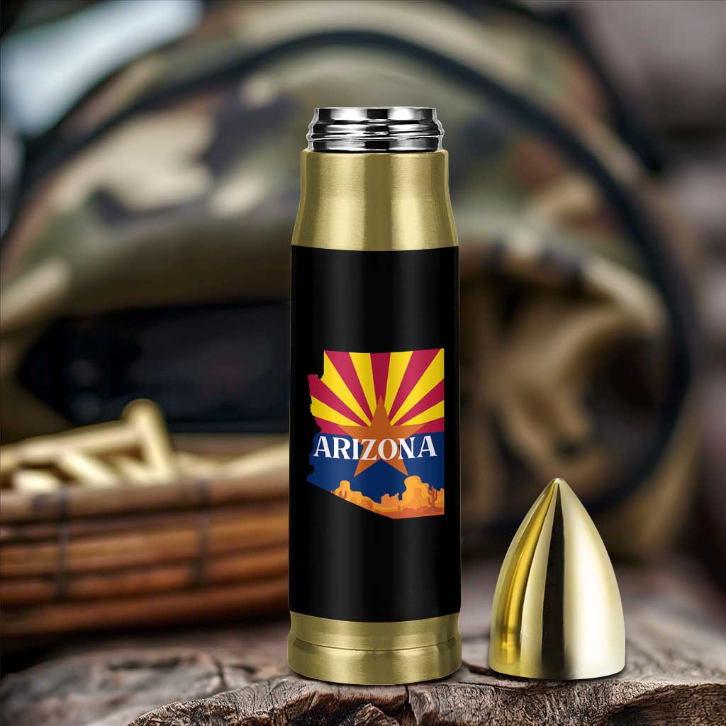 Arizona State Flag Map Graphic Bullet Tumbler Southwest Sunburst Cactus State Pride Souvenir
