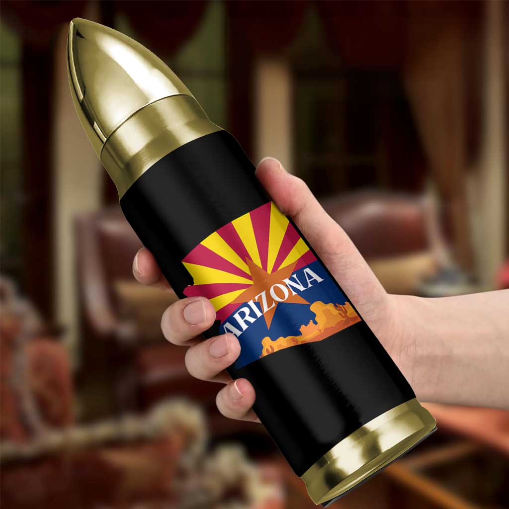 Arizona State Flag Map Graphic Bullet Tumbler Southwest Sunburst Cactus State Pride Souvenir