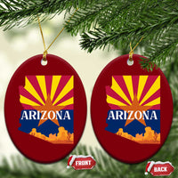 Arizona State Flag Map Graphic Ceramic Ornament Southwest Sunburst Cactus State Pride Souvenir
