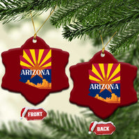 Arizona State Flag Map Graphic Ceramic Ornament Southwest Sunburst Cactus State Pride Souvenir