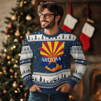 Arizona State Flag Map Graphic Ugly Christmas Sweater Southwest Sunburst Cactus State Pride Souvenir