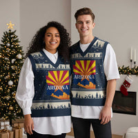 Arizona State Flag Map Graphic V-Neck Knit Sweater Vest Southwest Sunburst Cactus State Pride Souvenir