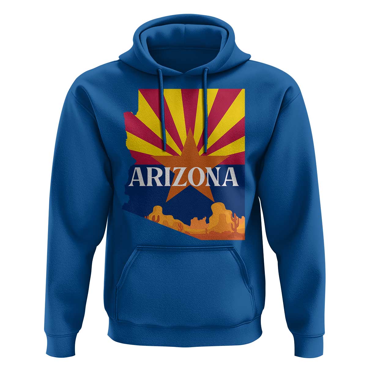 Arizona State Flag Map Graphic Hoodie Southwest Sunburst Cactus State Pride Souvenir