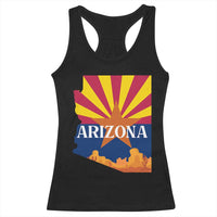 Arizona State Flag Map Graphic Racerback Tank Top Southwest Sunburst Cactus State Pride Souvenir