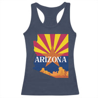 Arizona State Flag Map Graphic Racerback Tank Top Southwest Sunburst Cactus State Pride Souvenir