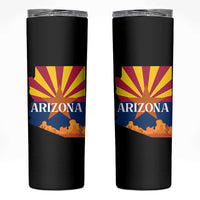 Arizona State Flag Map Graphic Skinny Tumbler Southwest Sunburst Cactus State Pride Souvenir