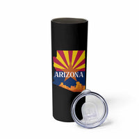 Arizona State Flag Map Graphic Skinny Tumbler Southwest Sunburst Cactus State Pride Souvenir