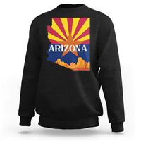 Arizona State Flag Map Graphic Sweatshirt Southwest Sunburst Cactus State Pride Souvenir