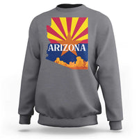 Arizona State Flag Map Graphic Sweatshirt Southwest Sunburst Cactus State Pride Souvenir