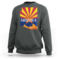 Arizona State Flag Map Graphic Sweatshirt Southwest Sunburst Cactus State Pride Souvenir