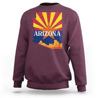 Arizona State Flag Map Graphic Sweatshirt Southwest Sunburst Cactus State Pride Souvenir