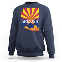 Arizona State Flag Map Graphic Sweatshirt Southwest Sunburst Cactus State Pride Souvenir