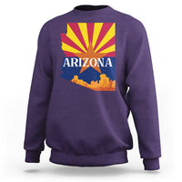 Arizona State Flag Map Graphic Sweatshirt Southwest Sunburst Cactus State Pride Souvenir