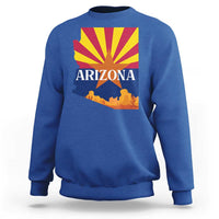 Arizona State Flag Map Graphic Sweatshirt Southwest Sunburst Cactus State Pride Souvenir