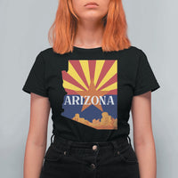 Arizona State Flag Map Graphic T Shirt For Women Southwest Sunburst Cactus State Pride Souvenir