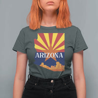 Arizona State Flag Map Graphic T Shirt For Women Southwest Sunburst Cactus State Pride Souvenir