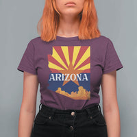 Arizona State Flag Map Graphic T Shirt For Women Southwest Sunburst Cactus State Pride Souvenir