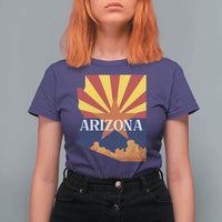 Arizona State Flag Map Graphic T Shirt For Women Southwest Sunburst Cactus State Pride Souvenir
