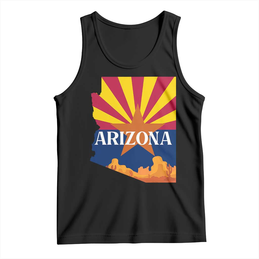 Arizona State Flag Map Graphic Tank Top Southwest Sunburst Cactus State Pride Souvenir