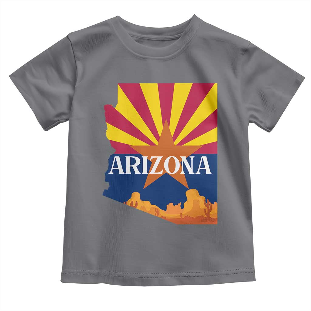 Arizona State Flag Map Graphic Toddler T Shirt Southwest Sunburst Cactus State Pride Souvenir