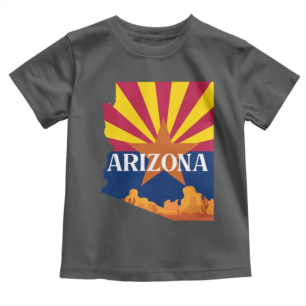 Arizona State Flag Map Graphic Toddler T Shirt Southwest Sunburst Cactus State Pride Souvenir