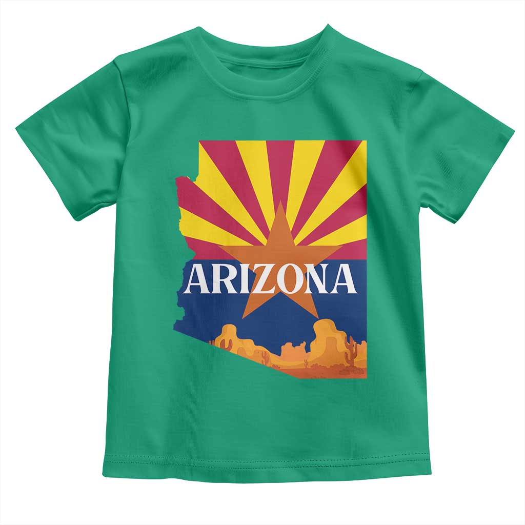 Arizona State Flag Map Graphic Toddler T Shirt Southwest Sunburst Cactus State Pride Souvenir