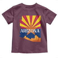 Arizona State Flag Map Graphic Toddler T Shirt Southwest Sunburst Cactus State Pride Souvenir