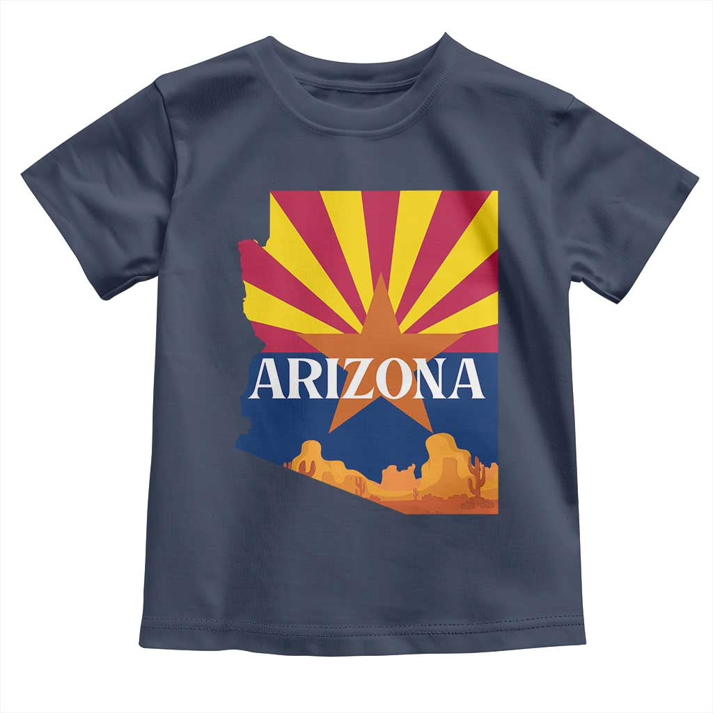 Arizona State Flag Map Graphic Toddler T Shirt Southwest Sunburst Cactus State Pride Souvenir