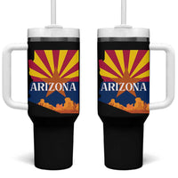 Arizona State Flag Map Graphic Tumbler With Handle Southwest Sunburst Cactus State Pride Souvenir