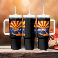 Arizona State Flag Map Graphic Tumbler With Handle Southwest Sunburst Cactus State Pride Souvenir