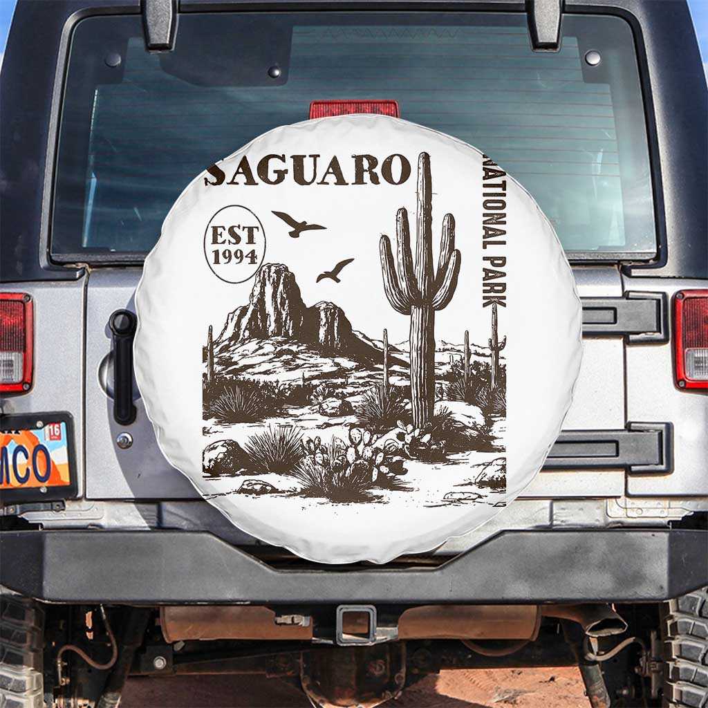 Vintage Saguaro National Park Est 1994 Graphic Spare Tire Cover Retro Arizona Desert Mountain Hiking Souvenir