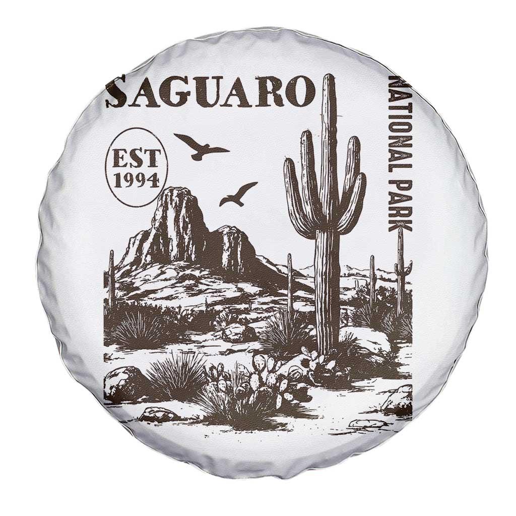 Vintage Saguaro National Park Est 1994 Graphic Spare Tire Cover Retro Arizona Desert Mountain Hiking Souvenir