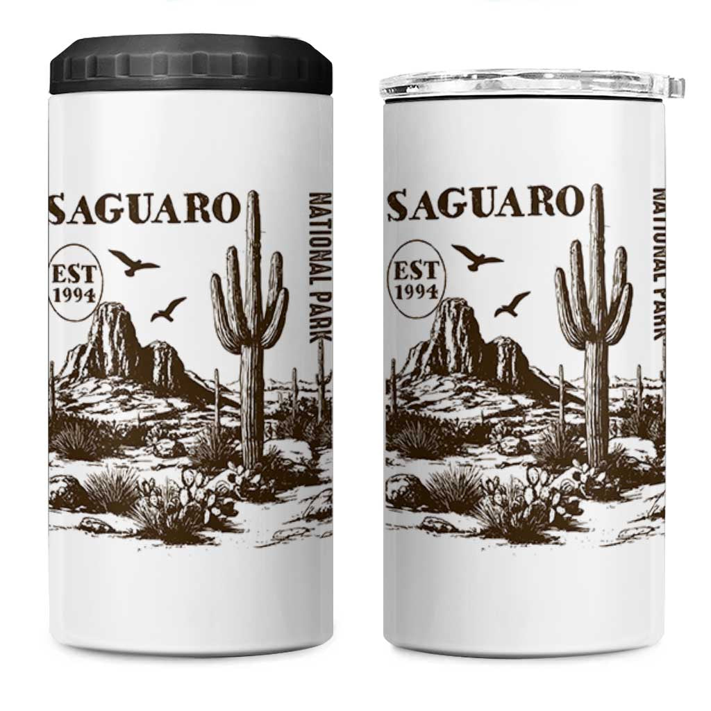 Vintage Saguaro National Park Est 1994 Graphic 4 in 1 Can Cooler Tumbler Retro Arizona Desert Mountain Hiking Souvenir