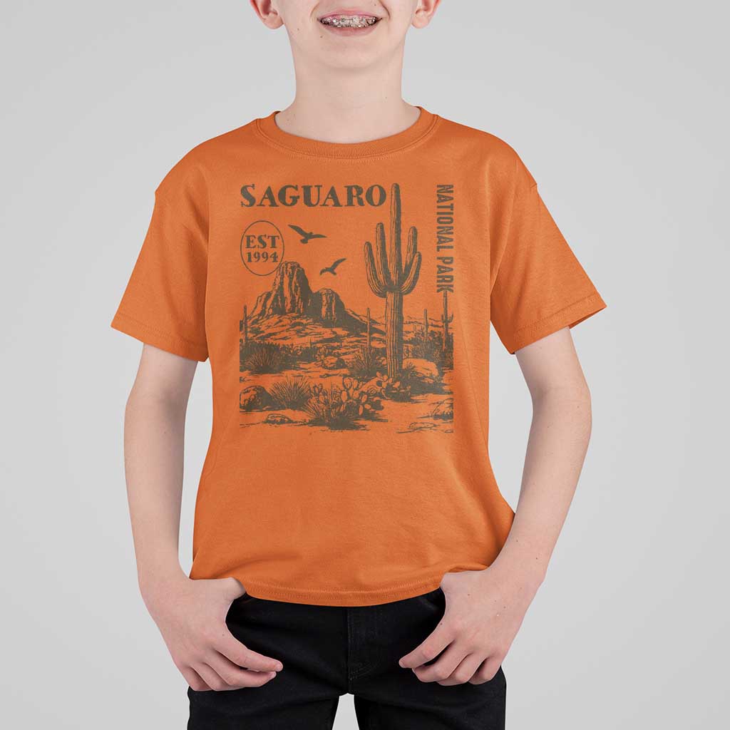 Vintage Saguaro National Park Est 1994 Graphic T Shirt For Kid Retro Arizona Desert Mountain Hiking Souvenir