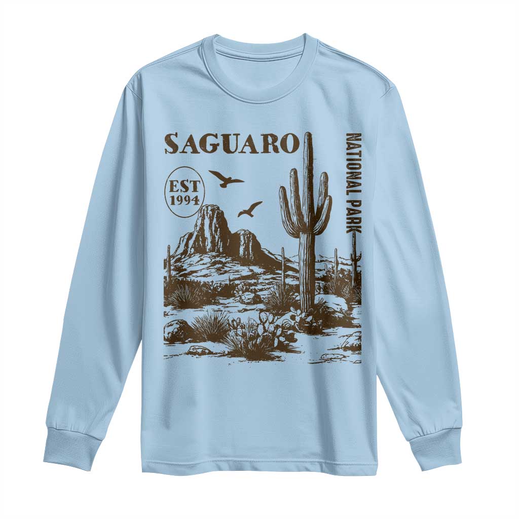 Vintage Saguaro National Park Est 1994 Graphic Long Sleeve Shirt Retro Arizona Desert Mountain Hiking Souvenir
