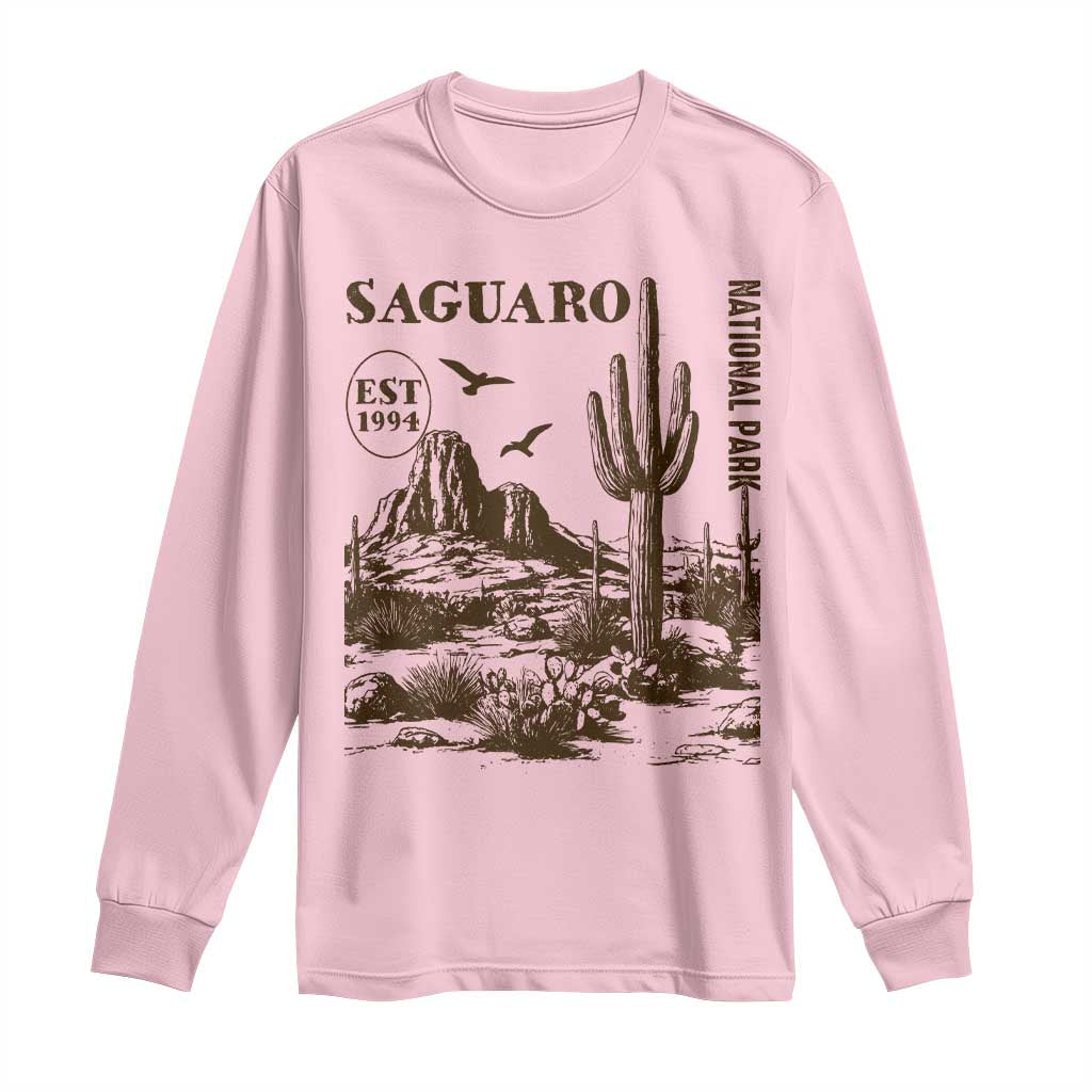 Vintage Saguaro National Park Est 1994 Graphic Long Sleeve Shirt Retro Arizona Desert Mountain Hiking Souvenir
