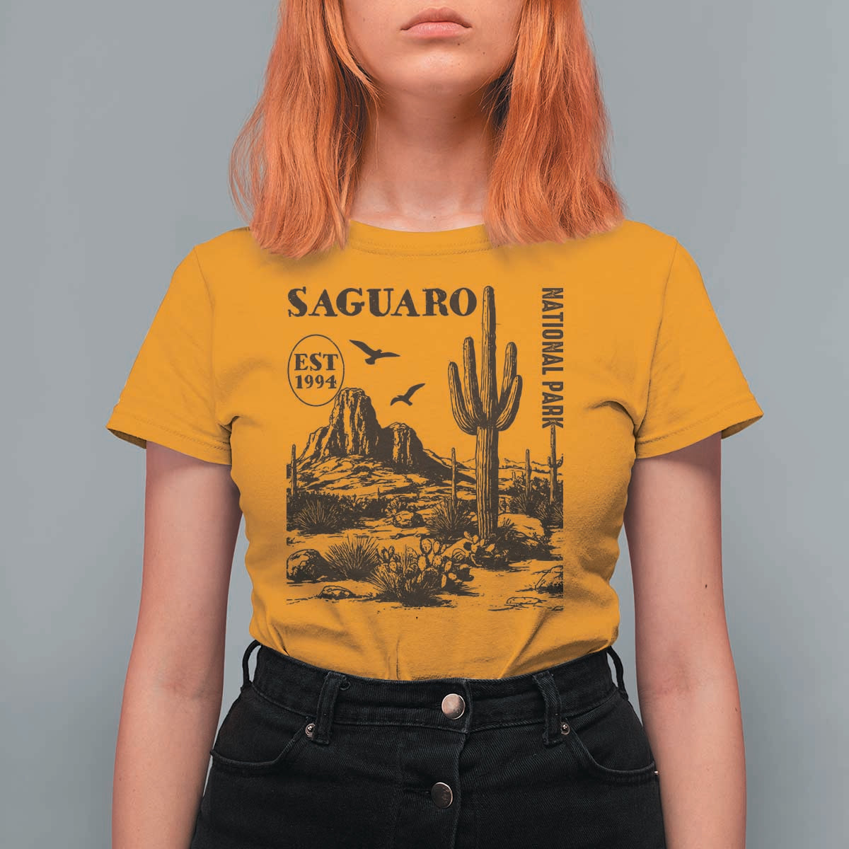 Vintage Saguaro National Park Est 1994 Graphic T Shirt For Women Retro Arizona Desert Mountain Hiking Souvenir