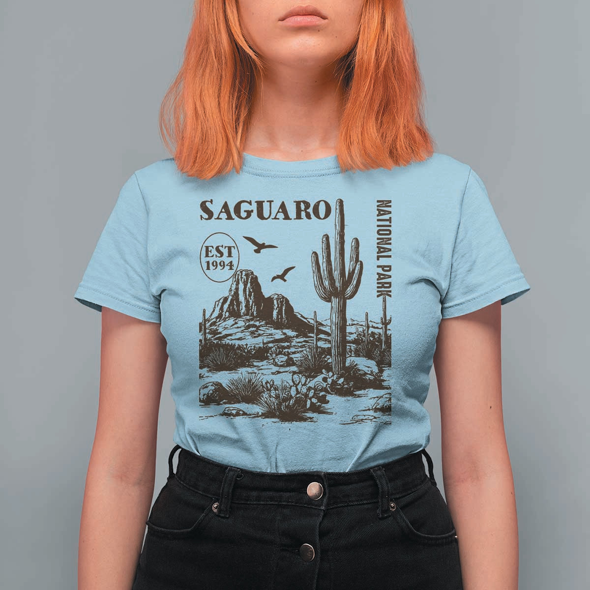 Vintage Saguaro National Park Est 1994 Graphic T Shirt For Women Retro Arizona Desert Mountain Hiking Souvenir