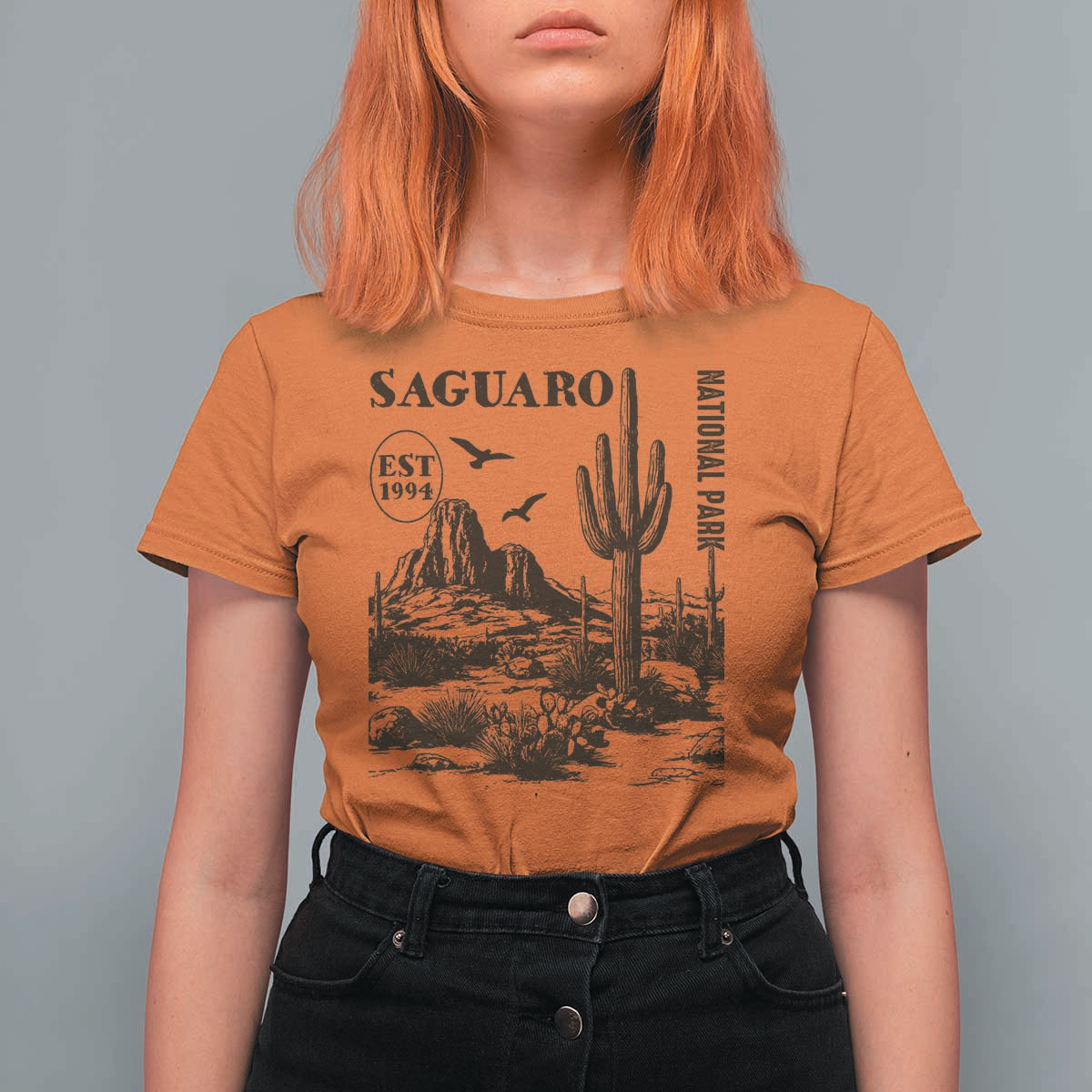 Vintage Saguaro National Park Est 1994 Graphic T Shirt For Women Retro Arizona Desert Mountain Hiking Souvenir