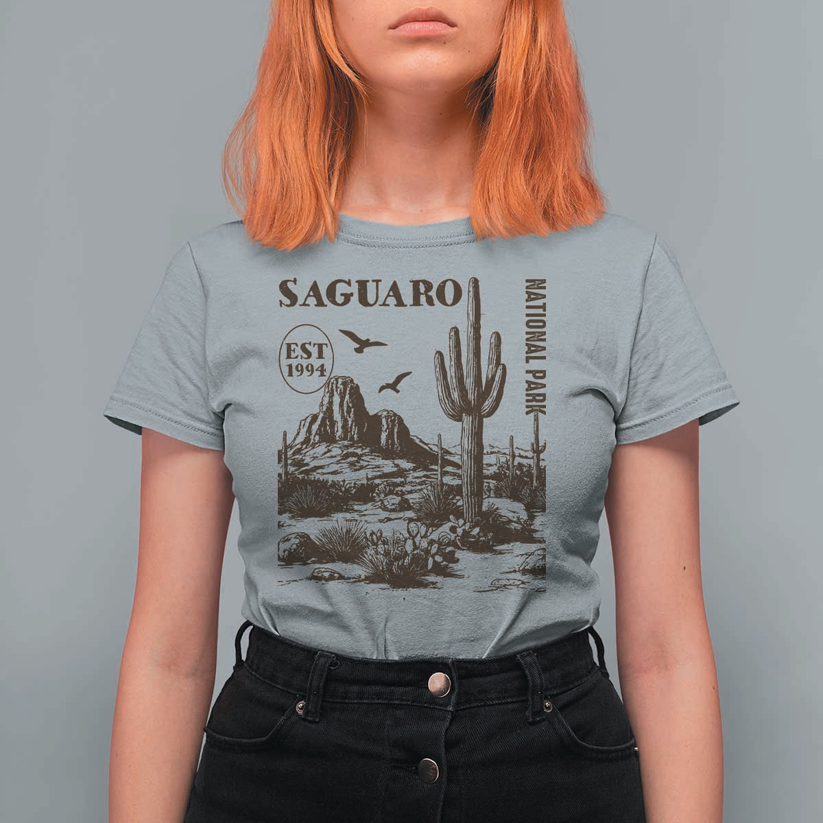 Vintage Saguaro National Park Est 1994 Graphic T Shirt For Women Retro Arizona Desert Mountain Hiking Souvenir