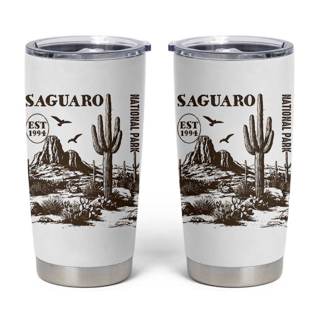 Vintage Saguaro National Park Est 1994 Graphic Tumbler Cup Retro Arizona Desert Mountain Hiking Souvenir