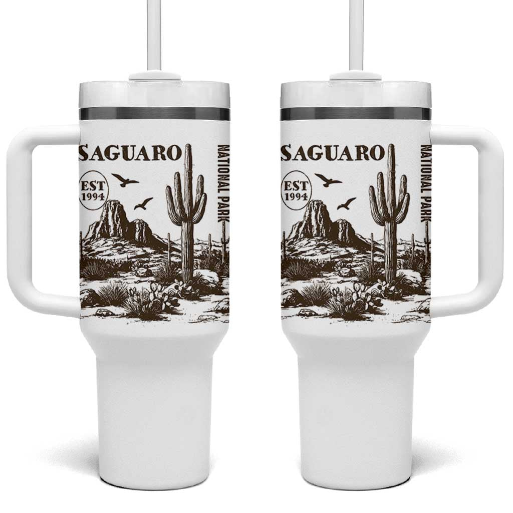 Vintage Saguaro National Park Est 1994 Graphic Tumbler With Handle Retro Arizona Desert Mountain Hiking Souvenir