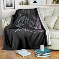 Glowing Arizona State Map Outline Graphic Throw Blanket Neon Gradient Cactus Desert Travel Souvenir