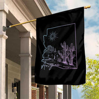 Glowing Arizona State Map Outline Graphic Garden Flag Neon Gradient Cactus Desert Travel Souvenir