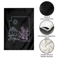 Glowing Arizona State Map Outline Graphic Garden Flag Neon Gradient Cactus Desert Travel Souvenir
